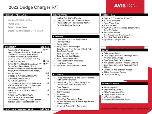 2C3CDXCT3NH240585 Dodge CHARGER R/T