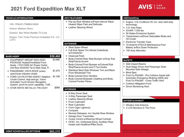 1FMJK1JT8MEA18828 Ford Expedition Max Xlt