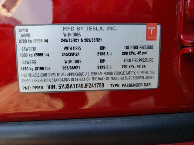 5YJSA1E49JF241758 Tesla MODEL S