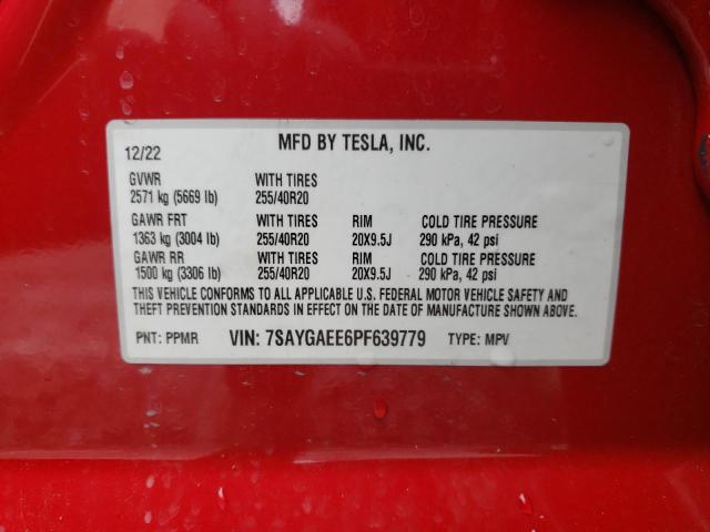 7SAYGAEE6PF639779 Tesla Model Y