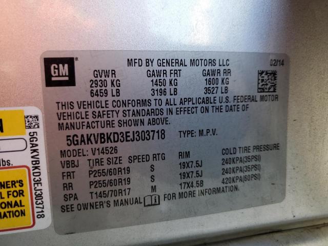 5GAKVBKD3EJ303718 Buick Enclave