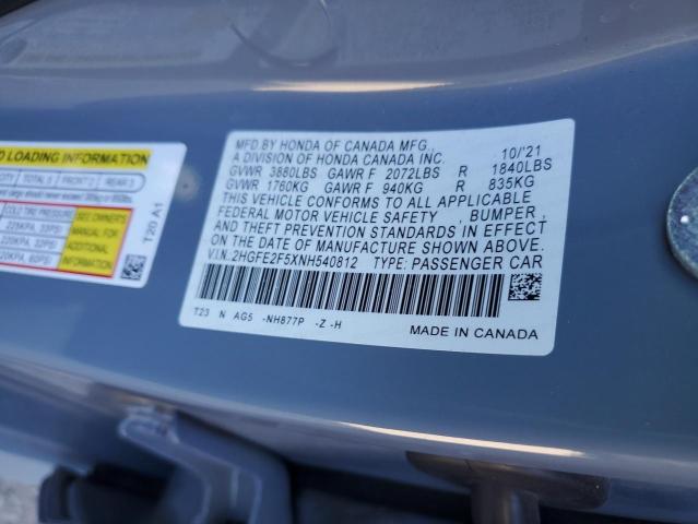 2HGFE2F5XNH540812 Honda Civic Sport