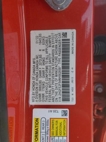 2HGFE2F54NH562658 Honda Civic Sport