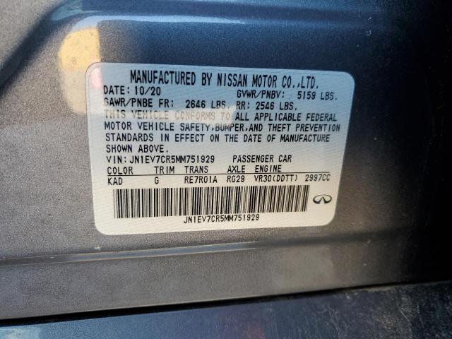 JN1EV7CR5MM751929 Infiniti Q50 Sensory