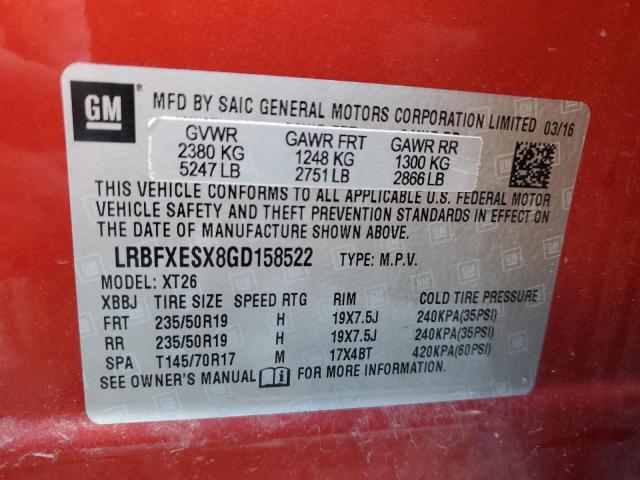 LRBFXESX8GD158522 Buick Envision Premium