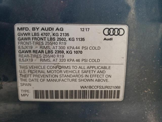 WA1BCCFS3JR021068 Audi Q3 PREMIUM