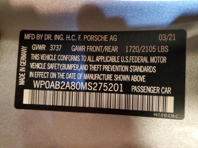 WP0AB2A80MS275201 Porsche Cayman S