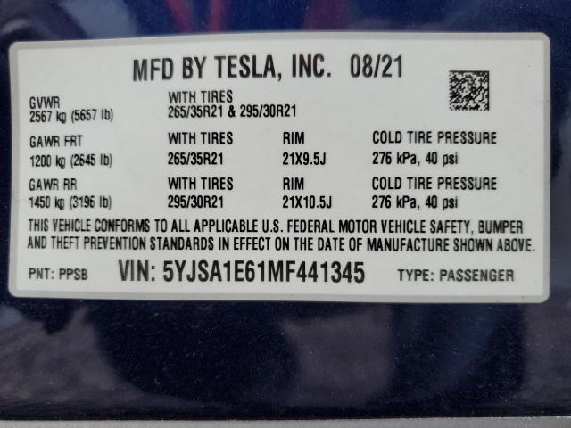 5YJSA1E61MF441345 Tesla MODEL S