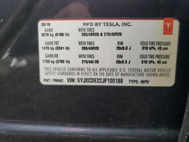 5YJXCDE22JF100188 Tesla MODEL X