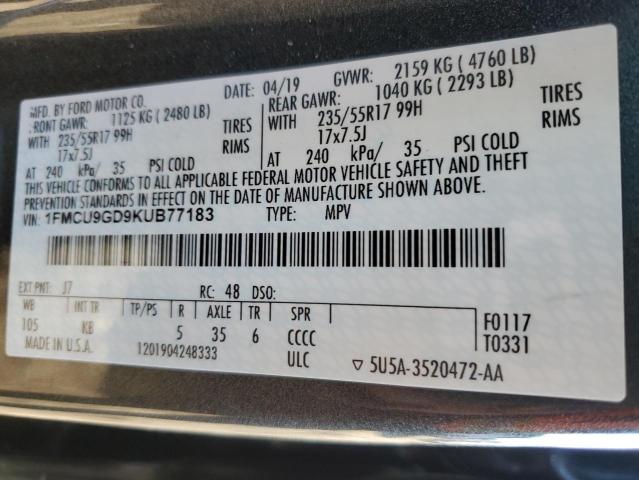 1FMCU9GD9KUB77183 Ford ESCAPE SE