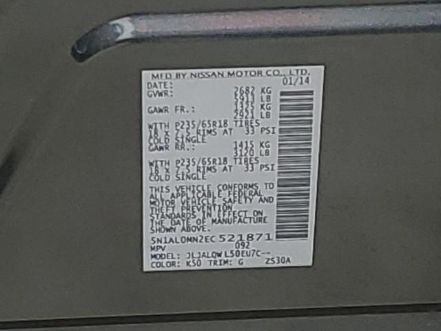5N1AL0MN2EC521871 Infiniti QX60