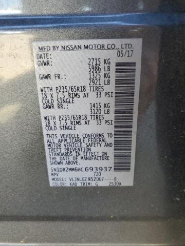 5N1DR2MM6HC693937 Nissan Pathfinder S