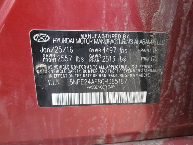 5NPE24AF8GH385167 Hyundai SONATA SE