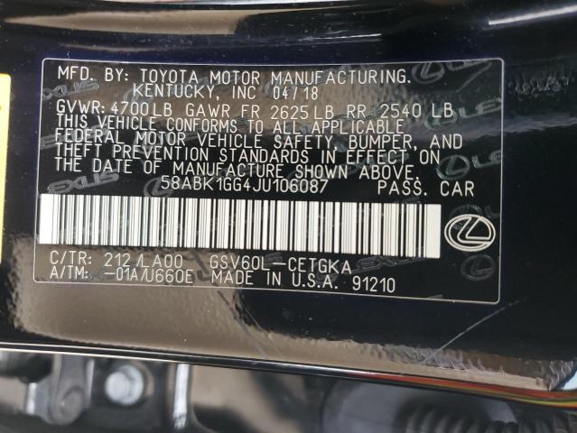 58ABK1GG4JU106087 Lexus ES 350