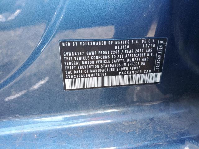 3VW217AU5GM038151 Volkswagen GOLF S/SE