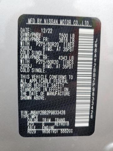 JN8AY2BB2P9833428 Nissan Armada Sl