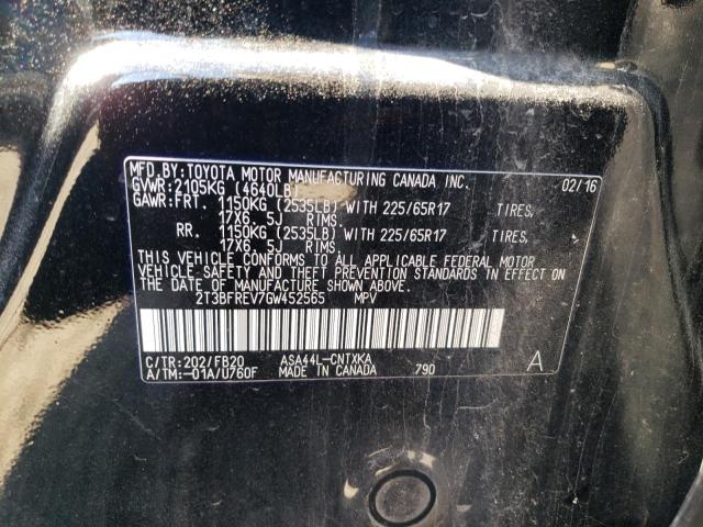 2T3BFREV7GW452565 Toyota RAV4 LE