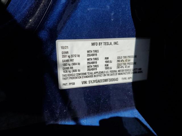 5YJYGAEE0MF300640 Tesla Model Y
