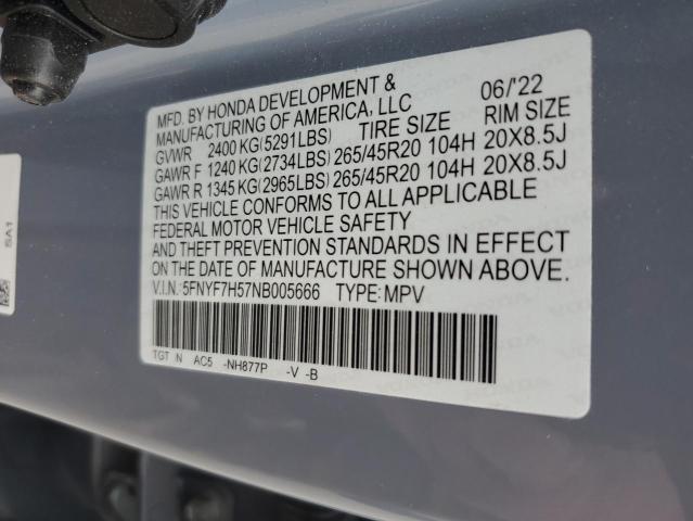 5FNYF7H57NB005666 Honda Passport Exl