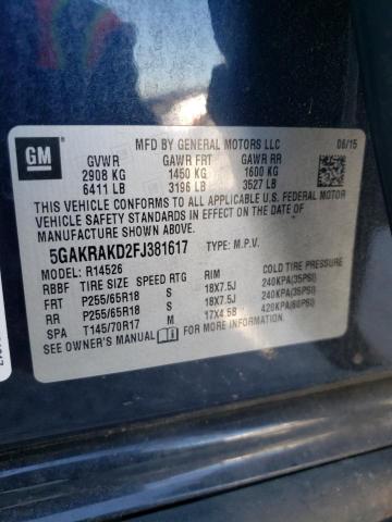 5GAKRAKD2FJ381617 Buick Enclave