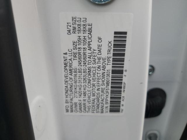 5FPYK3F57MB013831 Honda Ridgeline Rtl