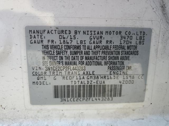 3N1CE2CP2FL443283 Nissan Versa Note S