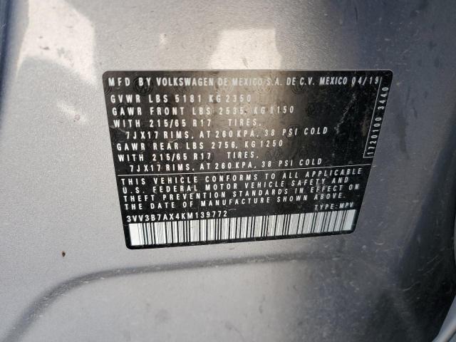 3VV3B7AX4KM139772 Volkswagen TIGUAN SE