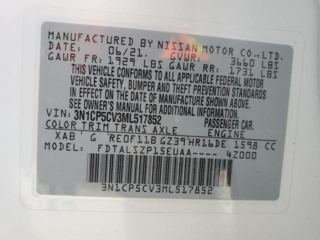 3N1CP5CV3ML517852 Nissan KICKS SV