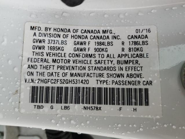 2HGFC2F52GH531420 Honda Civic Lx