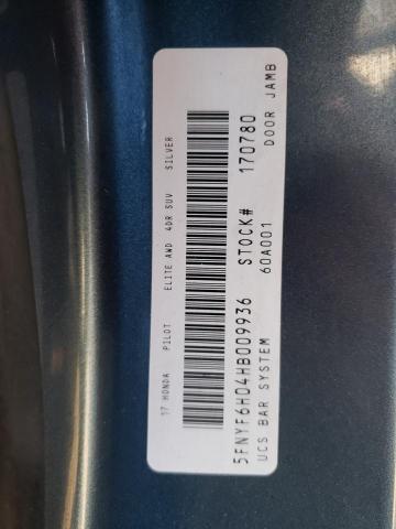 5FNYF6H04HB009936 Honda Pilot Elite