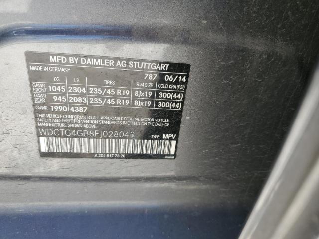 WDCTG4GB8FJ028049 Mercedes-Benz Gla 250 4matic