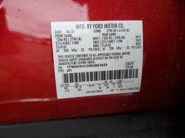 1FM5K8HC0MGB63429 Ford Explorer Platinum