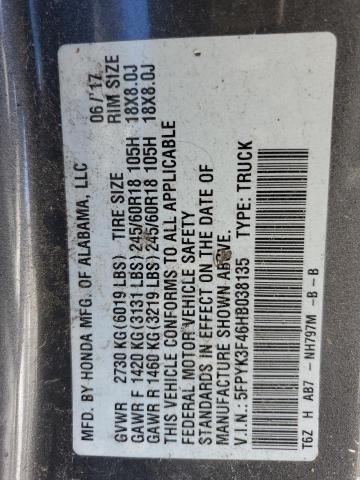 5FPYK3F46HB038135 Honda Ridgeline Rts