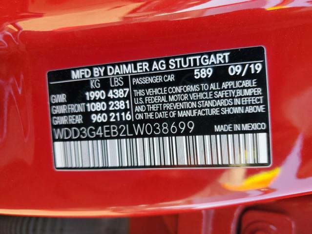 WDD3G4EB2LW038699 Mercedes-Benz A 220