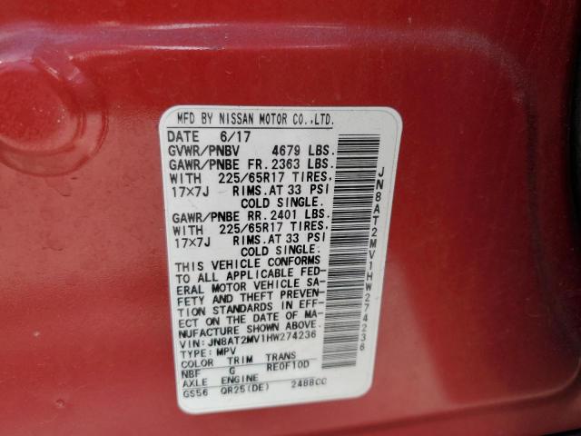 JN8AT2MV1HW274236 Nissan ROGUE S