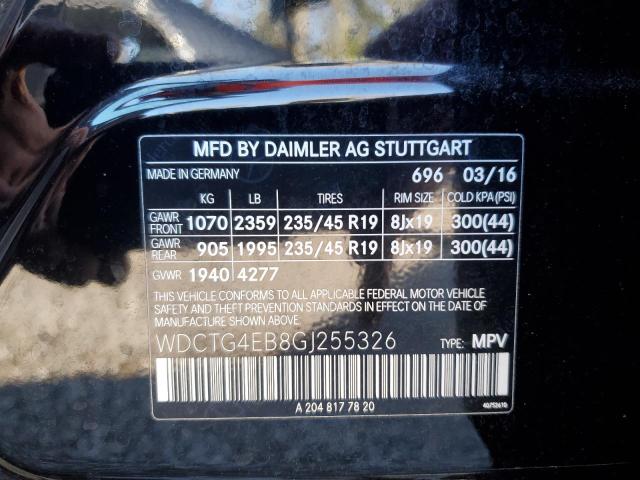 WDCTG4EB8GJ255326 Mercedes-Benz GLA 250