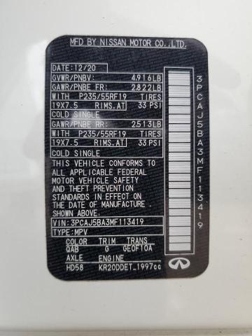 3PCAJ5BA3MF113419 Infiniti Qx50 Luxe