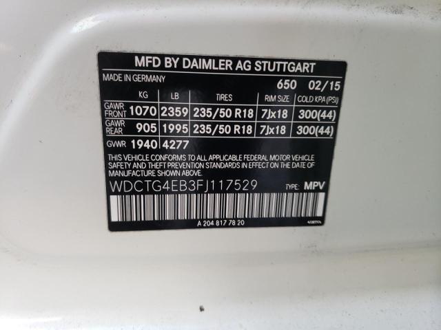 WDCTG4EB3FJ117529 Mercedes-Benz GLA 250