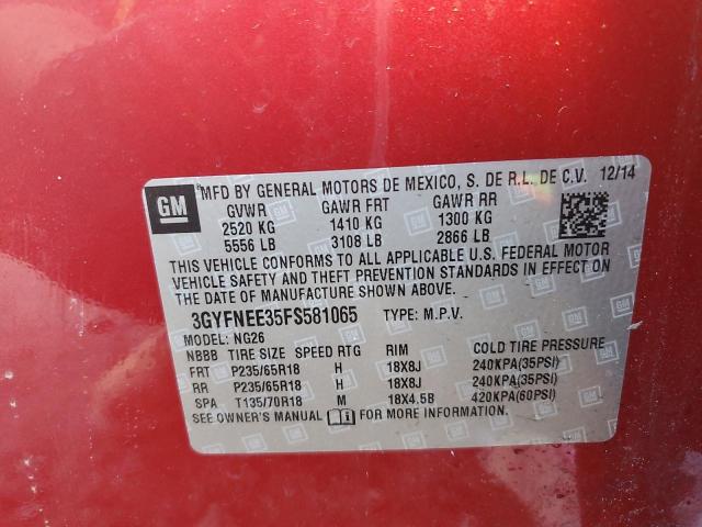 3GYFNEE35FS581065 Cadillac Srx Luxury Collection
