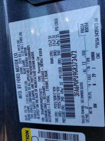 3FA6P0PU9GR373472 Ford Fusion Se Phev