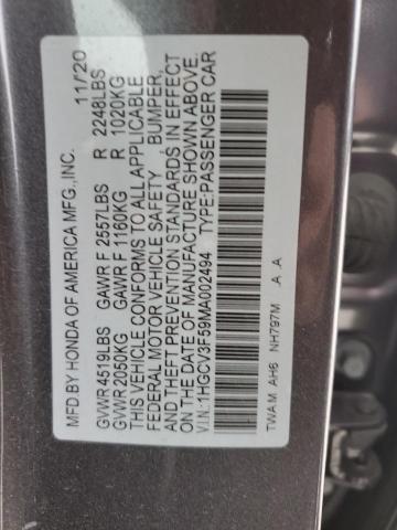 1HGCV3F59MA002494 Honda Accord Hybrid Exl