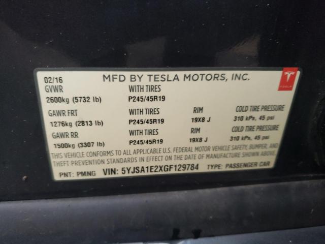 5YJSA1E2XGF129784 Tesla MODEL S