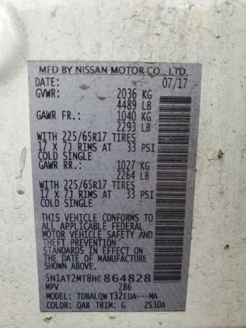 5N1AT2MT8HC864828 Nissan ROGUE S