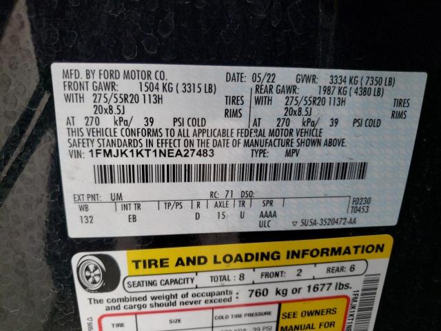 1FMJK1KT1NEA27483 Ford Expedition Max Limited