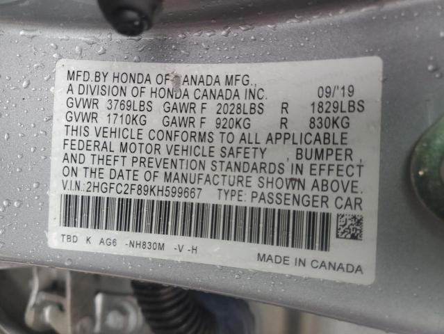 2HGFC2F89KH599667 Honda Civic Sport