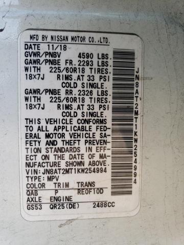 JN8AT2MT1KW254994 Nissan ROGUE S