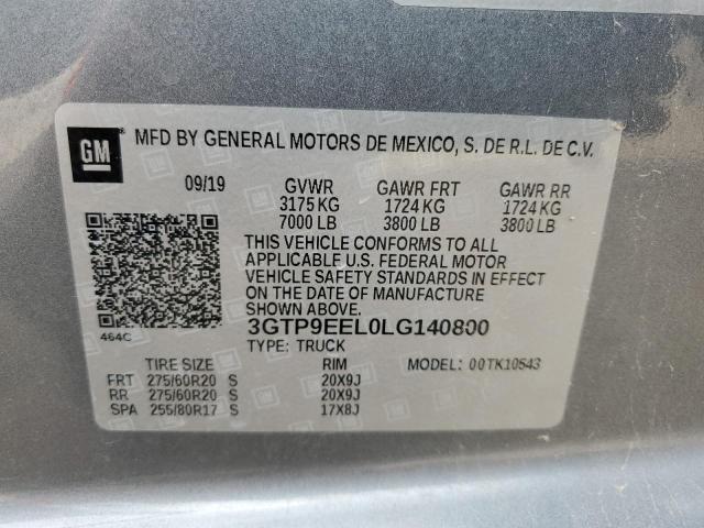 3GTP9EEL0LG140800 GMC Sierra K1500 At4