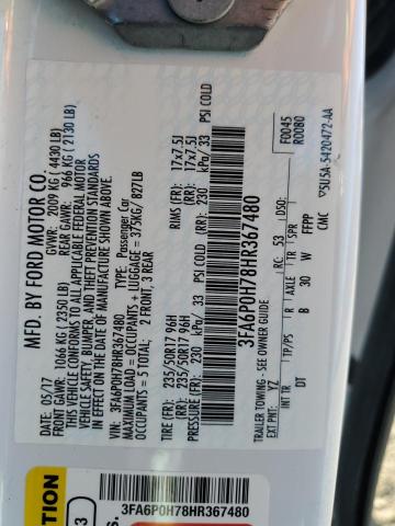 3FA6P0H78HR367480 Ford FUSION SE