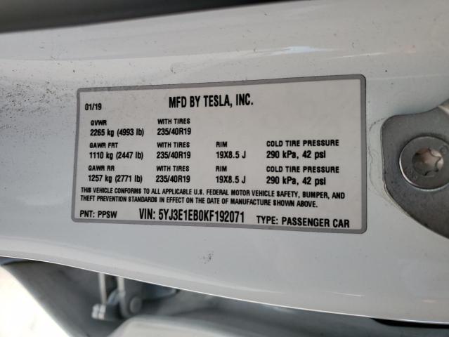 5YJ3E1EB0KF192071 Tesla MODEL 3