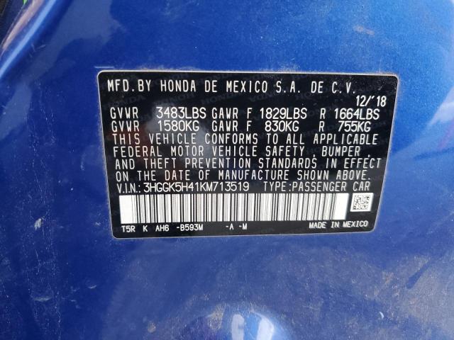 3HGGK5H41KM713519 Honda FIT LX